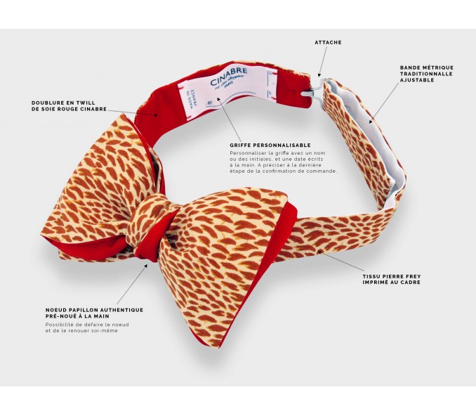 Cinabre Noeud Papillon Plumettes Orange