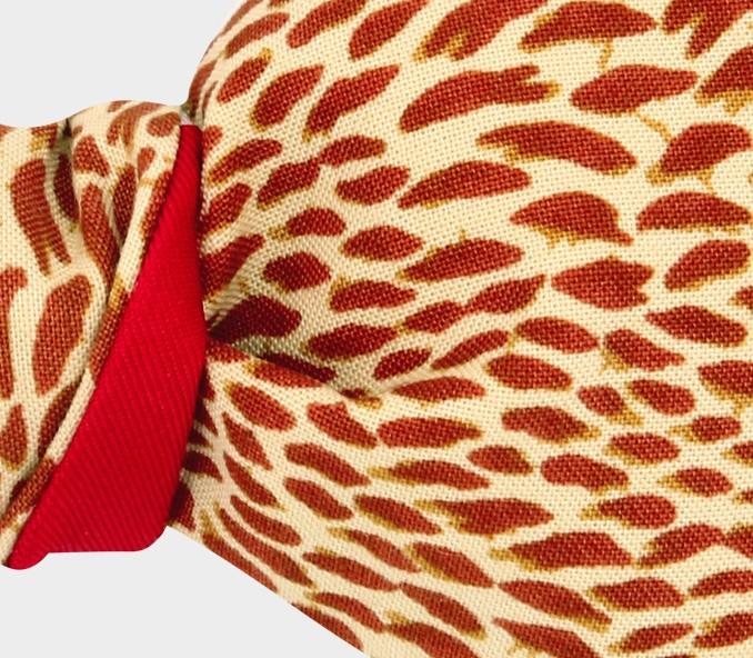 Cinabre Noeud Papillon Plumettes Orange