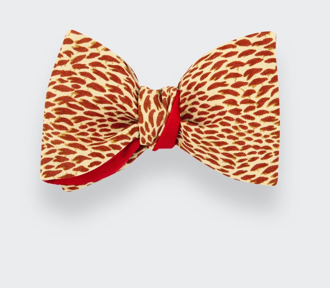 cinabre Noeud Papillon Plumettes orange