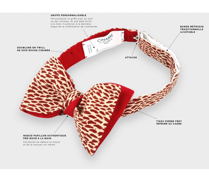 Cinabre Noeud Papillon Plumettes Rouge