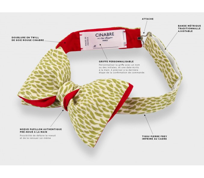 Cinabre Noeud Papillon Plumettes Vert