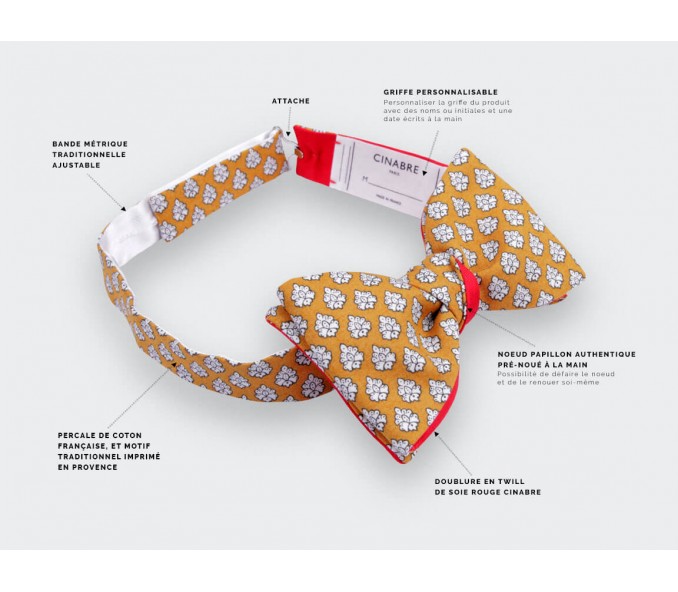 Cinabre Noeud Papillon Provence Jaune