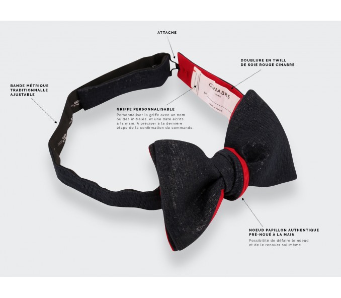 Cinabre Noeud Papillon Reflets Noir