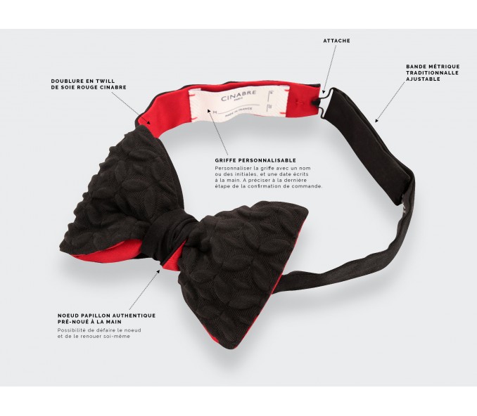 Cinabre Noeud Papillon Reliefs Noir