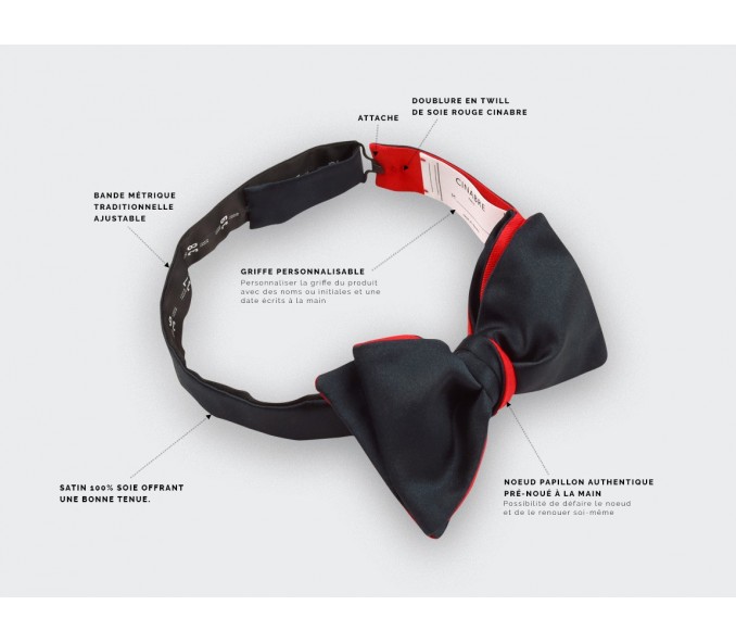 Cinabre Noeud Papillon Satin Noir Cinabre