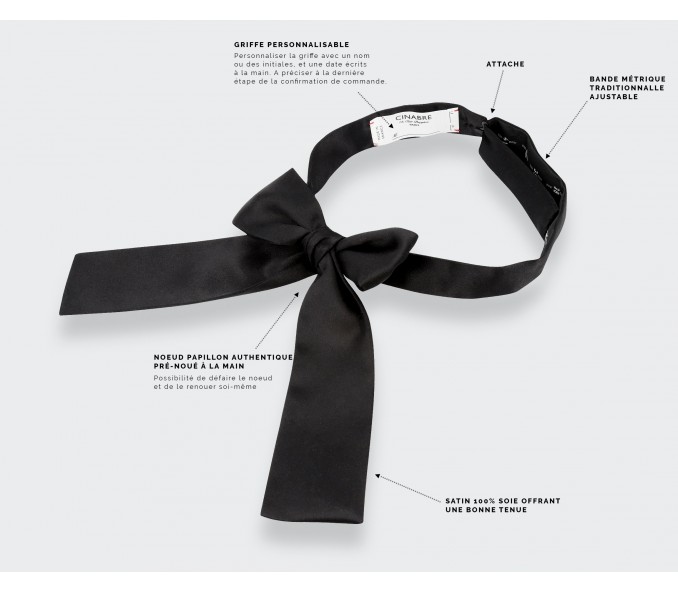 Cinabre Noeud Papillon Satin Noir Western