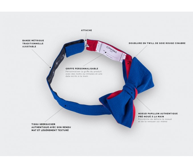 Cinabre Noeud Papillon Seersucker Bleu