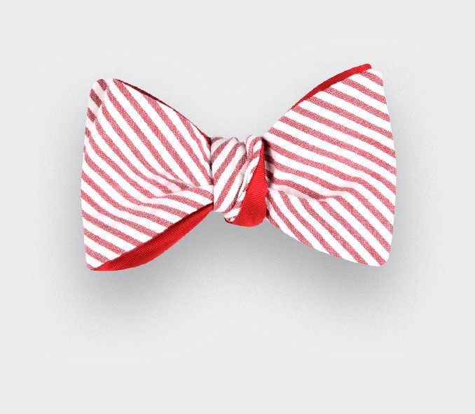 cinabre Noeud Papillon Seersucker rayé rouge