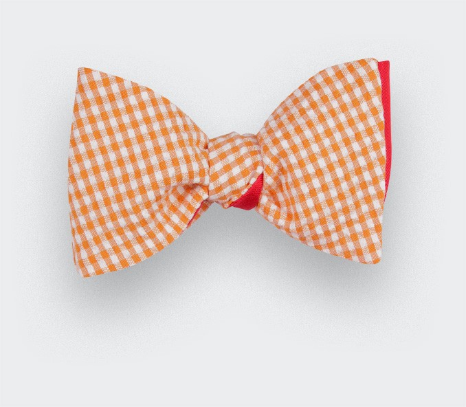 cinabre Noeud Papillon Seersucker Vichy Jaune