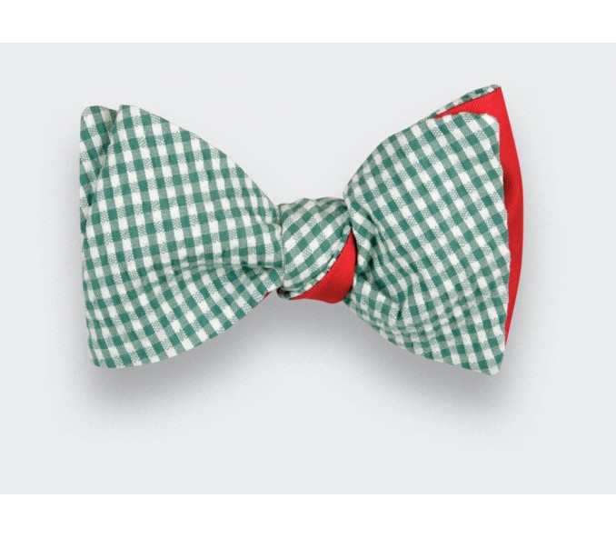 Cinabre Noeud Papillon Seersucker Vichy Vert