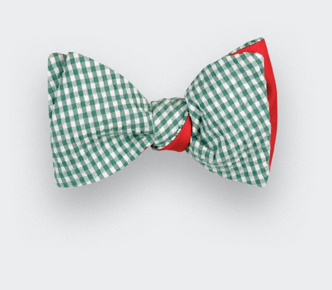 cinabre Noeud Papillon Seersucker Vichy Vert