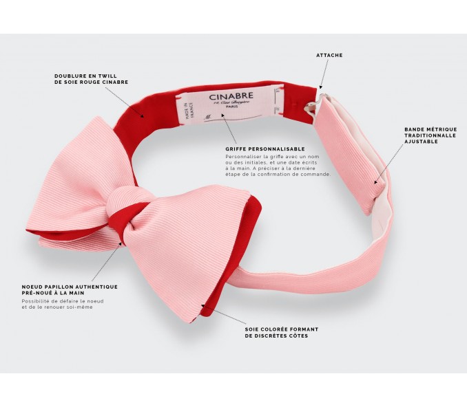 Cinabre Noeud Papillon Sergé Rose Poudré