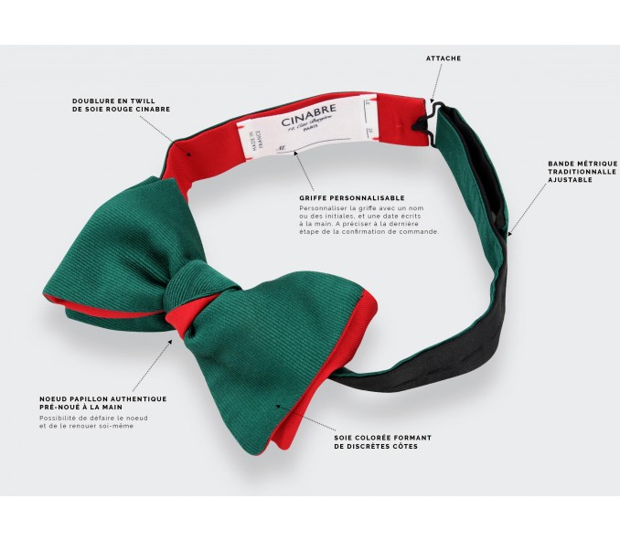 Cinabre Noeud Papillon Sergé Vert Sapin