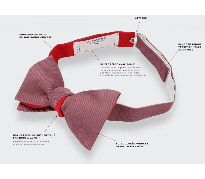 Cinabre Noeud Papillon Sergé Vieux Rose