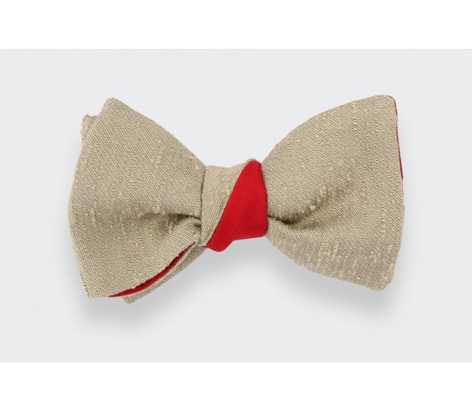 Cinabre Noeud Papillon Shantung Beige