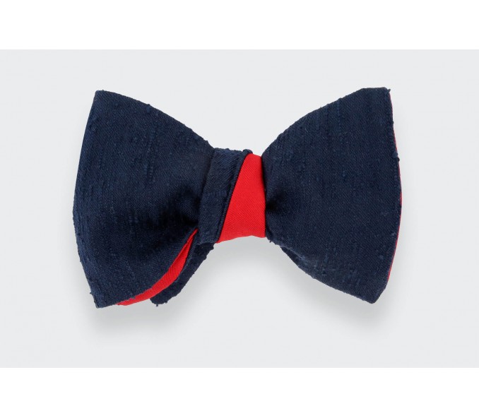 Cinabre Noeud Papillon Shantung Bleu Marine