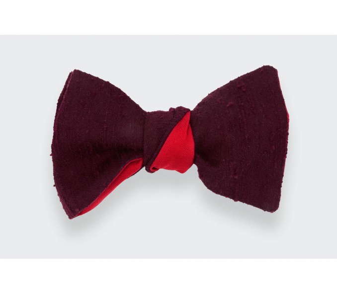 Cinabre Noeud Papillon Shantung Bordeaux