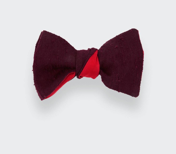 cinabre Noeud Papillon Shantung Bordeaux