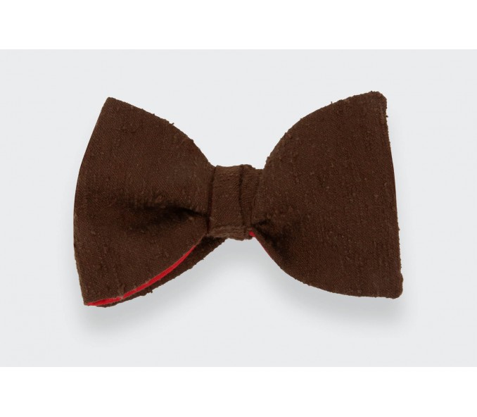 Cinabre Noeud Papillon Shantung Marron