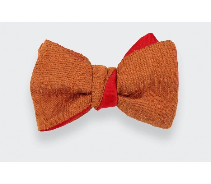 Cinabre Noeud Papillon Shantung Orange