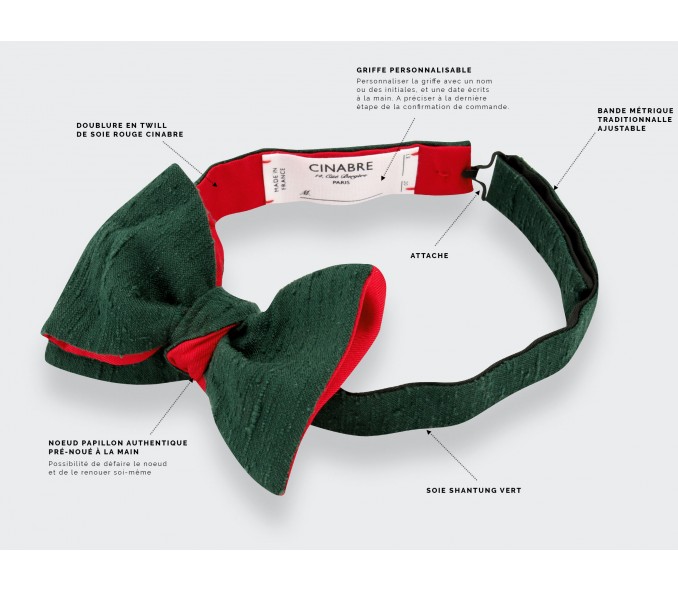 Cinabre Noeud Papillon Shantung Vert Sapin