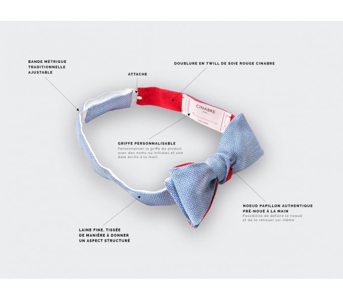 Cinabre Noeud Papillon Slim Maille Bleu Ciel