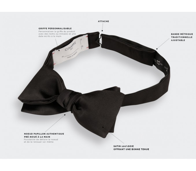 Cinabre Noeud Papillon Slim Satin Noir