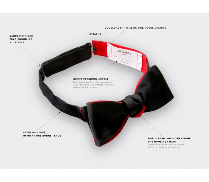Cinabre Noeud Papillon Slim Satin Noir Cinabre