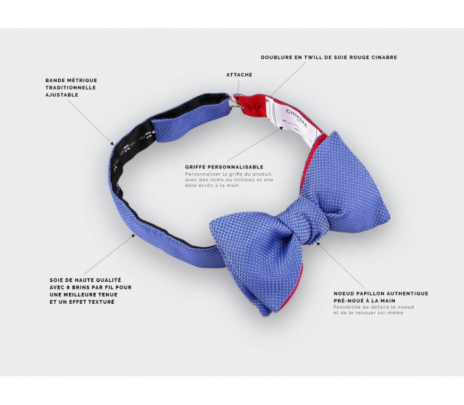 Cinabre Noeud Papillon Soie Tissée Bleu Denim