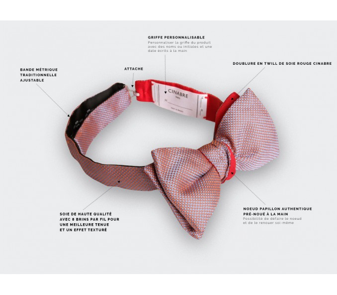 Cinabre Noeud Papillon Soie Tissée Corail