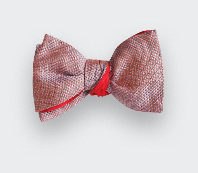 cinabre Noeud papillon soie tissée corail