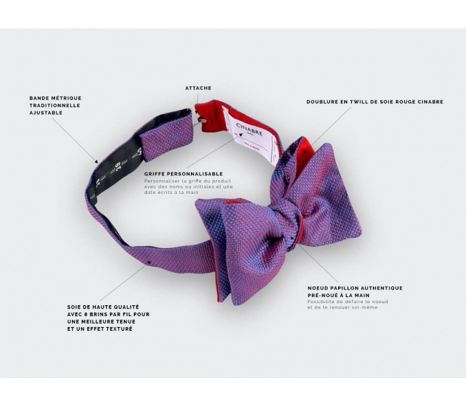 Cinabre Noeud Papillon Soie Tissée Fuchsia