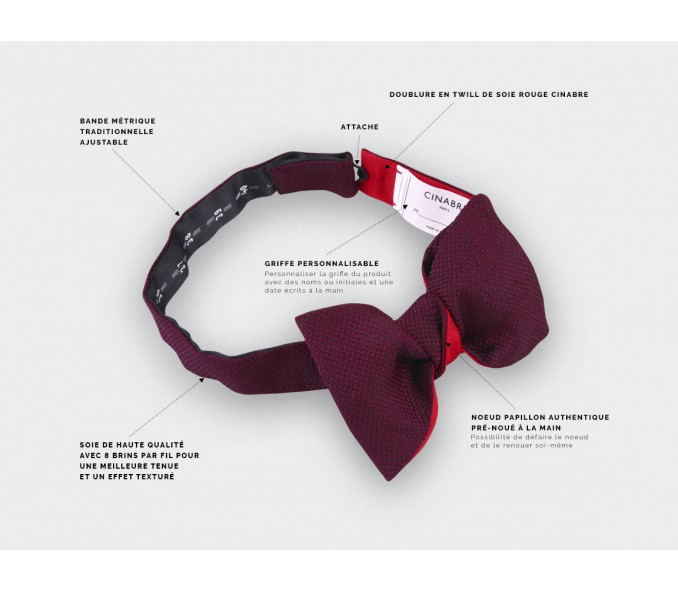 Cinabre Noeud Papillon Soie Tissée Lie De Vin