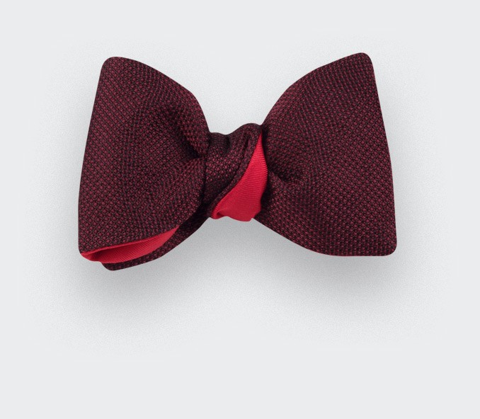 cinabre Noeud Papillon Soie Tissée Lie de Vin