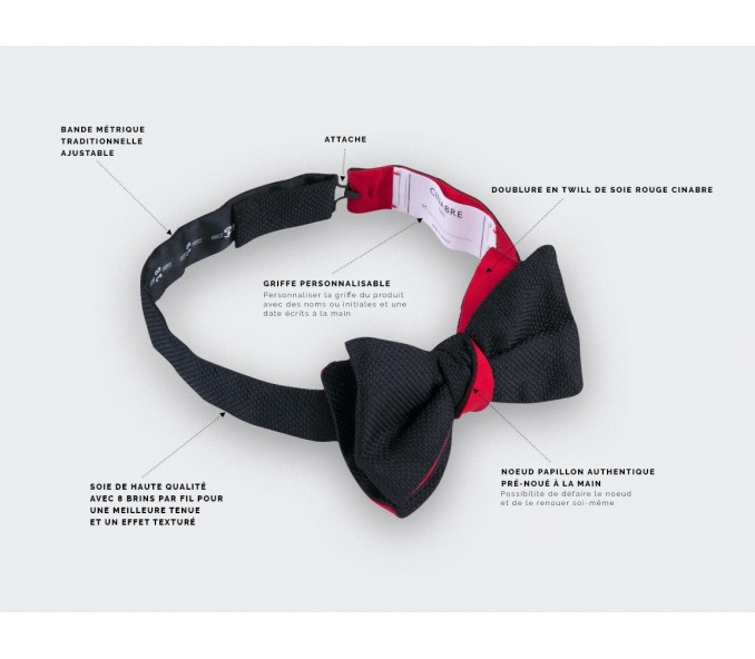 Cinabre Noeud Papillon Soie Tissée Noir