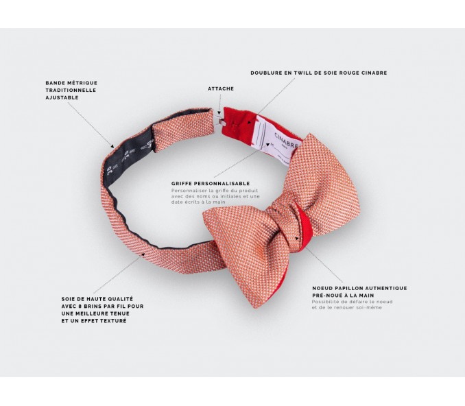 Cinabre Noeud Papillon Soie Tissée Orange