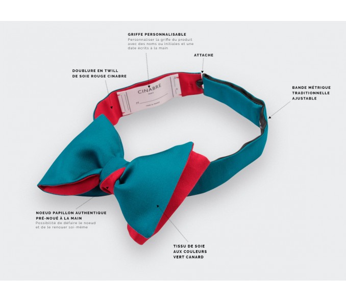 Cinabre Noeud Papillon Soie Vert Canard