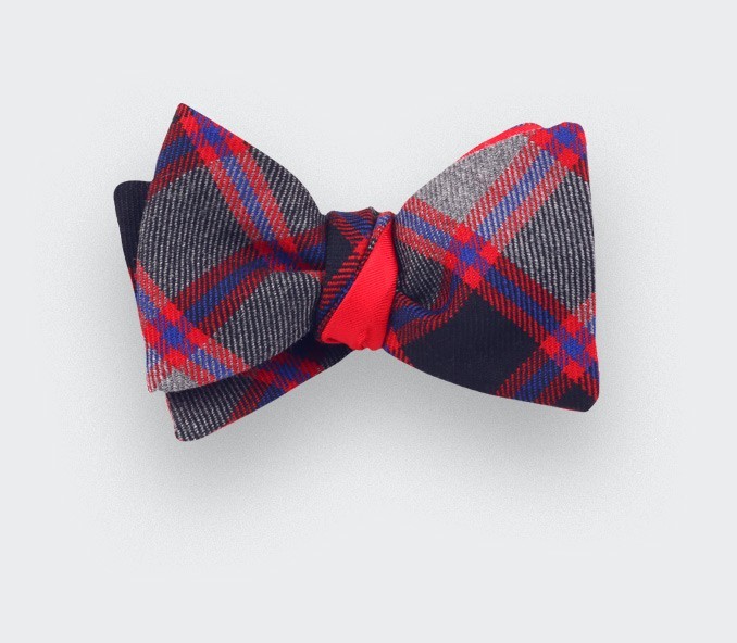cinabre Noeud Papillon Tartan Gris