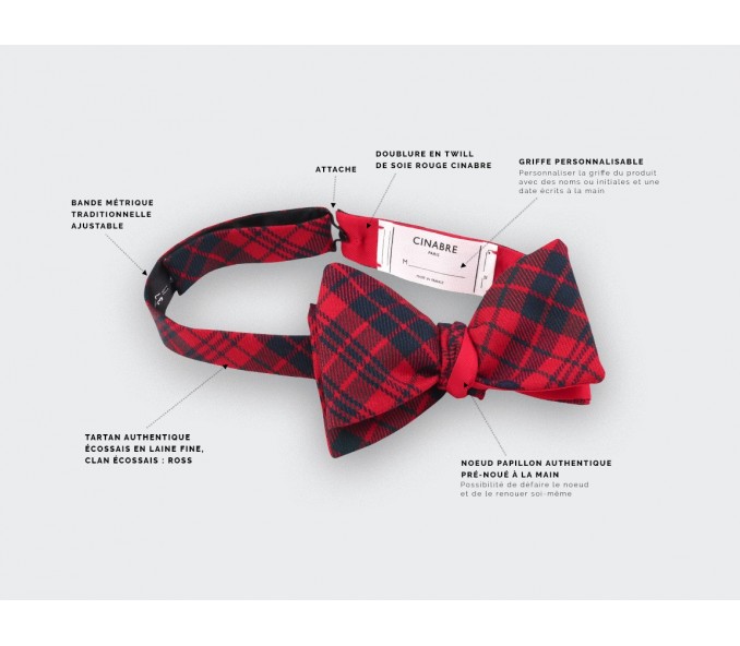 Cinabre Noeud Papillon Tartan Rouge Ross