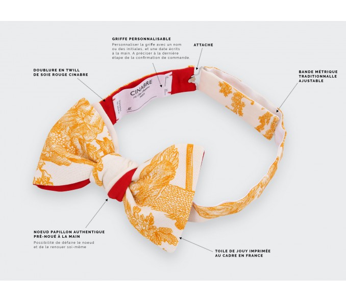 Cinabre Noeud Papillon Toile De Jouy Jaune