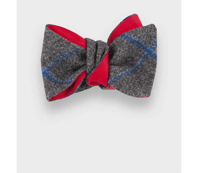 Cinabre Noeud Papillon Tweed Carreaux Anthracite