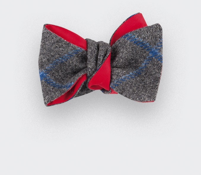 cinabre Noeud Papillon tweed carreaux Anthracite