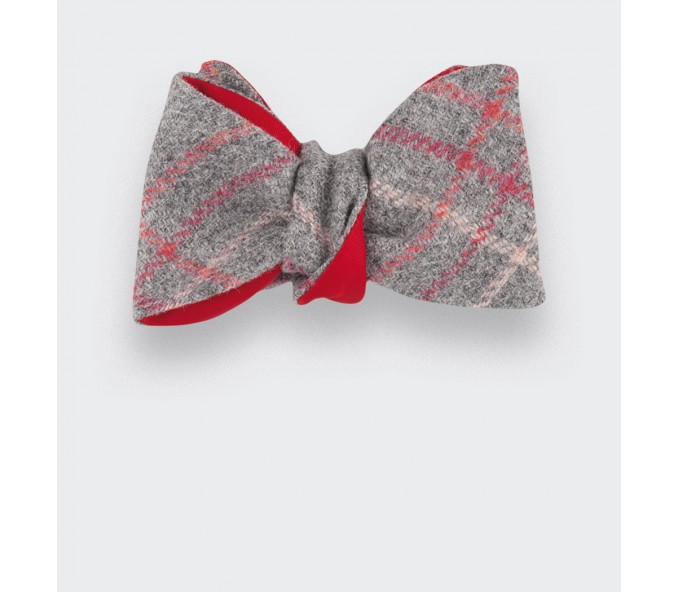Cinabre Noeud Papillon Tweed Carreaux Gris