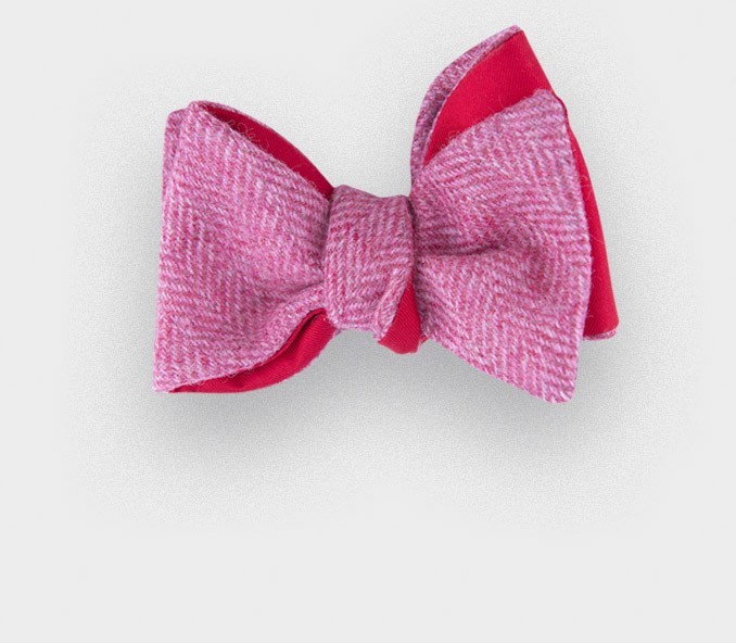 cinabre Noeud Papillon Tweed Chevron Rose