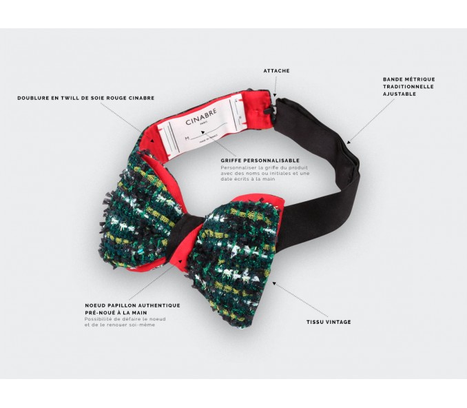 Cinabre Noeud Papillon Tweed Couture Vert