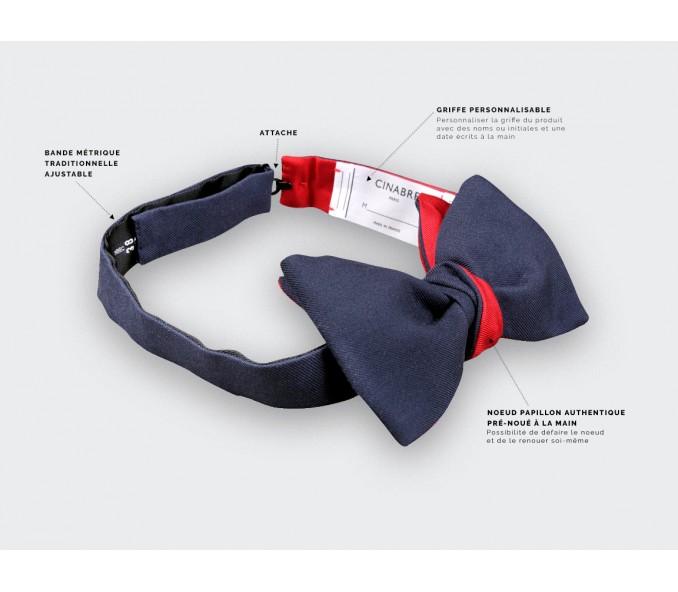 Cinabre Noeud Papillon Twill Bleu Marine