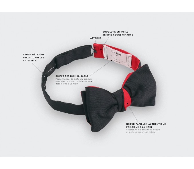 Cinabre Noeud Papillon Twill Noir Cinabre