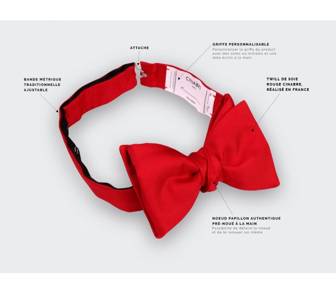 Cinabre Noeud Papillon Twill Rouge
