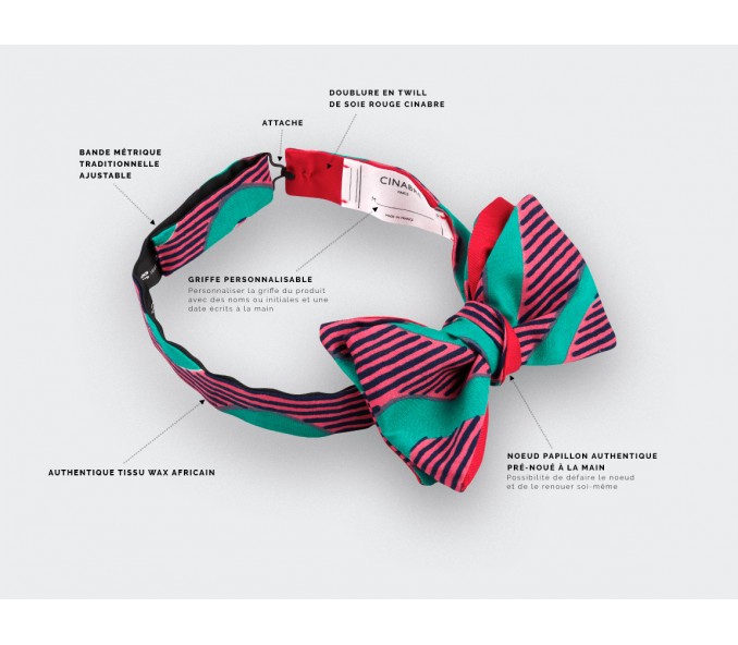 Cinabre Noeud Papillon Vagues Turquoises