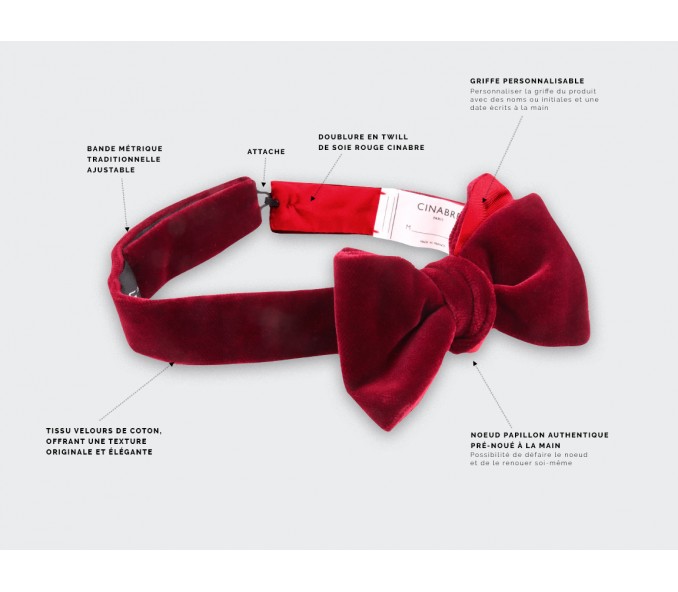 Cinabre Noeud Papillon Velours Bordeaux Cinabre